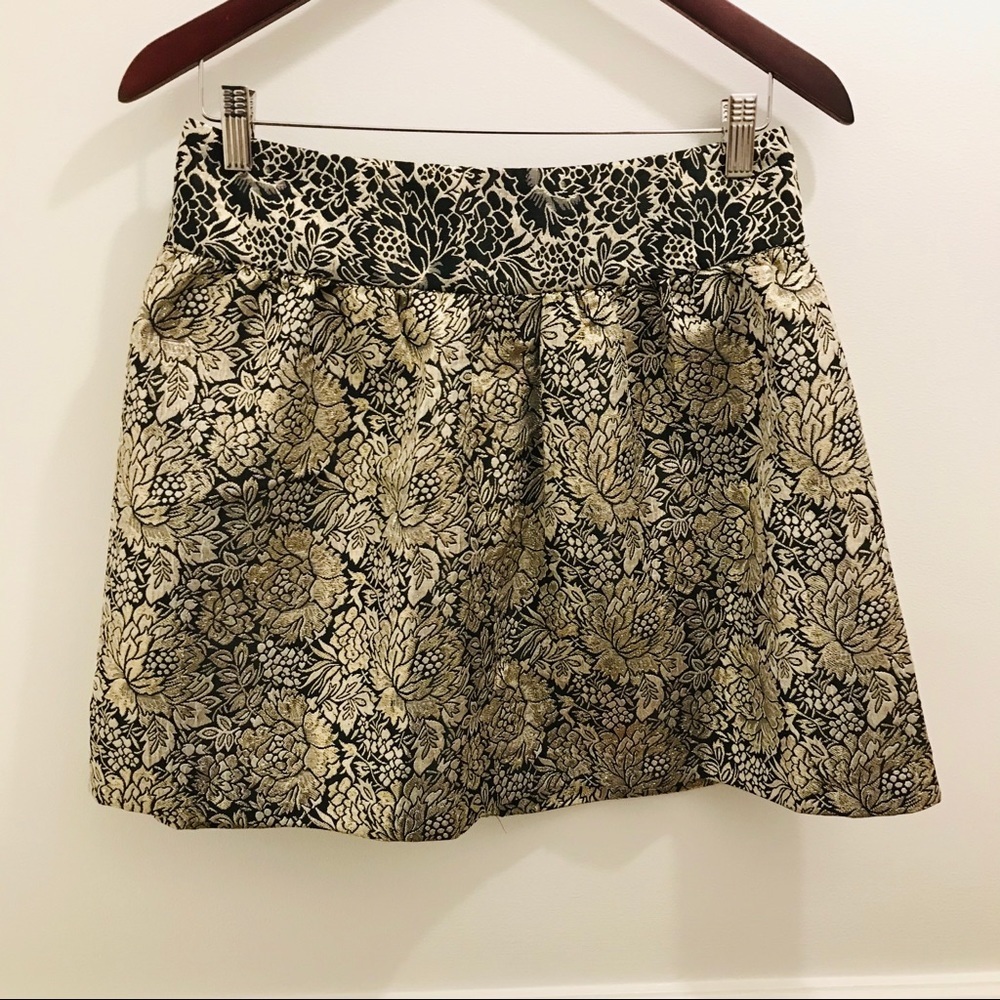 Kimchi Blue Metallic Gold Brocade Skirt 10 black full mini Urban Outfitters